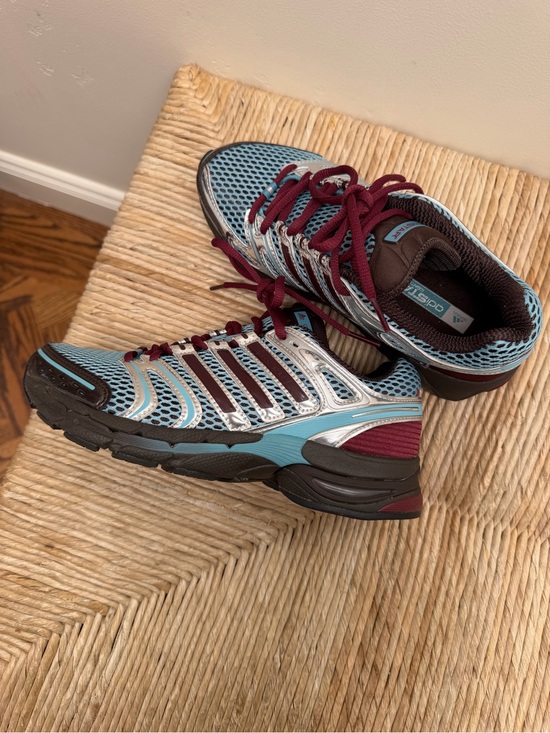 adidas Shoes - adidas Originals Adistar Control 5
Light Blue and Burgundy Mesh Running Sneakers